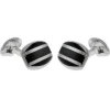 Sterling Silver Barrel Cufflinks with Striped Onyx Inlay