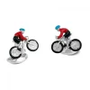Sterling Silver Bike and Rider Cufflinks with Blue and Red Enamel Deta