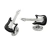Sterling Silver Black Guitar Cufflinks