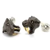 Sterling Silver Black Saber-Tooth Tiger Cufflinks with Gold Plated Tee