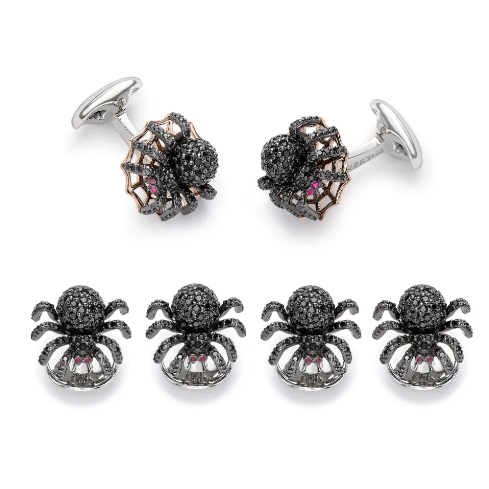 Sterling Silver Black Spinel Spider Dress Set