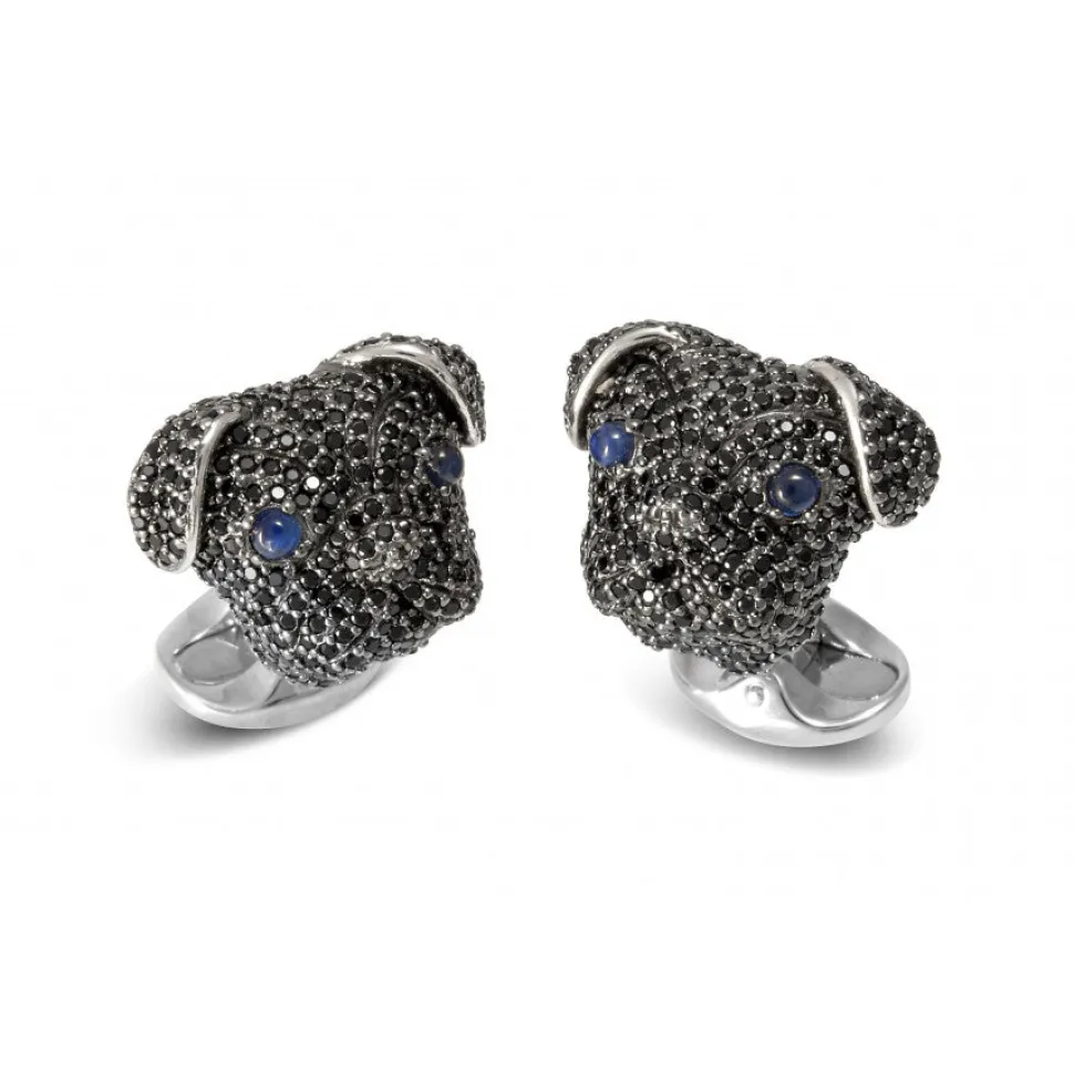 Sterling Silver Black Spinel Pug Cufflinks