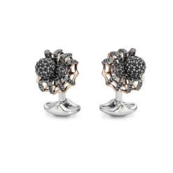 Sterling Silver Black Spinel Spider Cufflinks