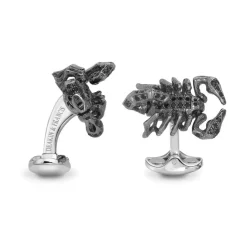 Sterling Silver Black Spinel Scorpion Cufflinks