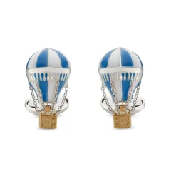 Sterling Silver Blue & White Enamel Air Balloon Cufflinks