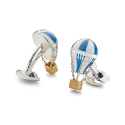 Sterling Silver Blue & White Enamel Air Balloon Cufflinks
