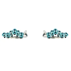 Sterling Silver Blue and Black Enamel Caterpillar Cufflinks