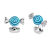 Sterling Silver Blue And White Swirl Sweet Cufflinks