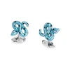 Sterling Silver Blue and Black Enamel Snake Cufflinks
