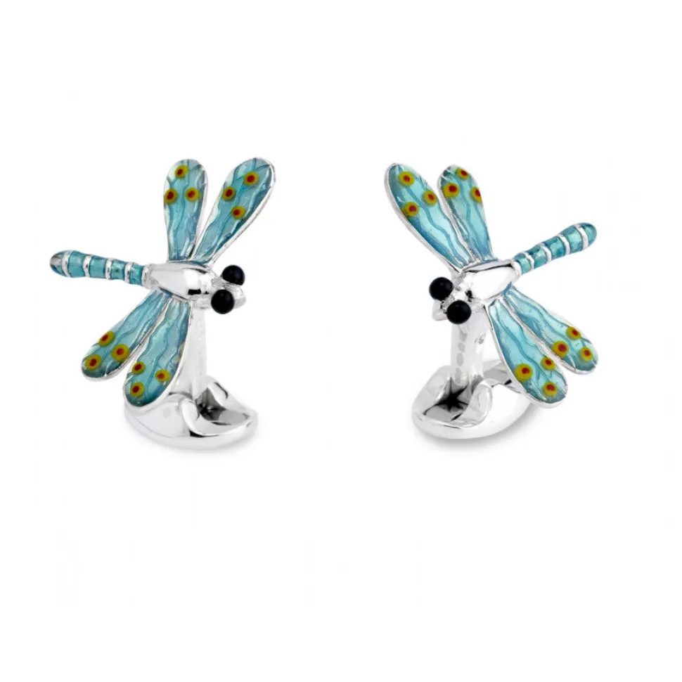 Sterling Silver Blue Dragonfly Cufflinks