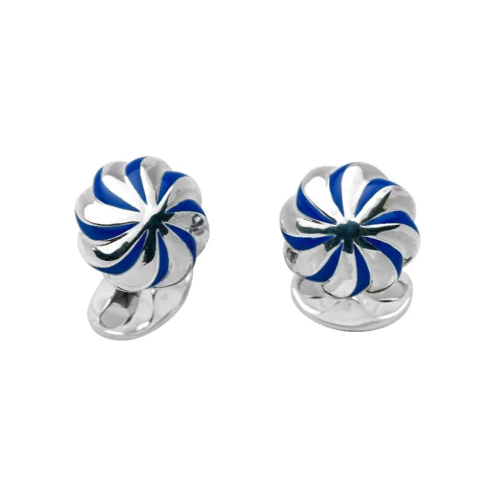 Sterling Silver Blue Enamel Pumpkin Knot Cufflinks