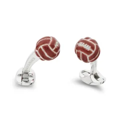 Sterling Silver Brown Enamel Football Cufflinks