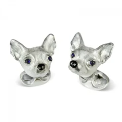 Sterling Silver Chihuahua Dog Cufflinks