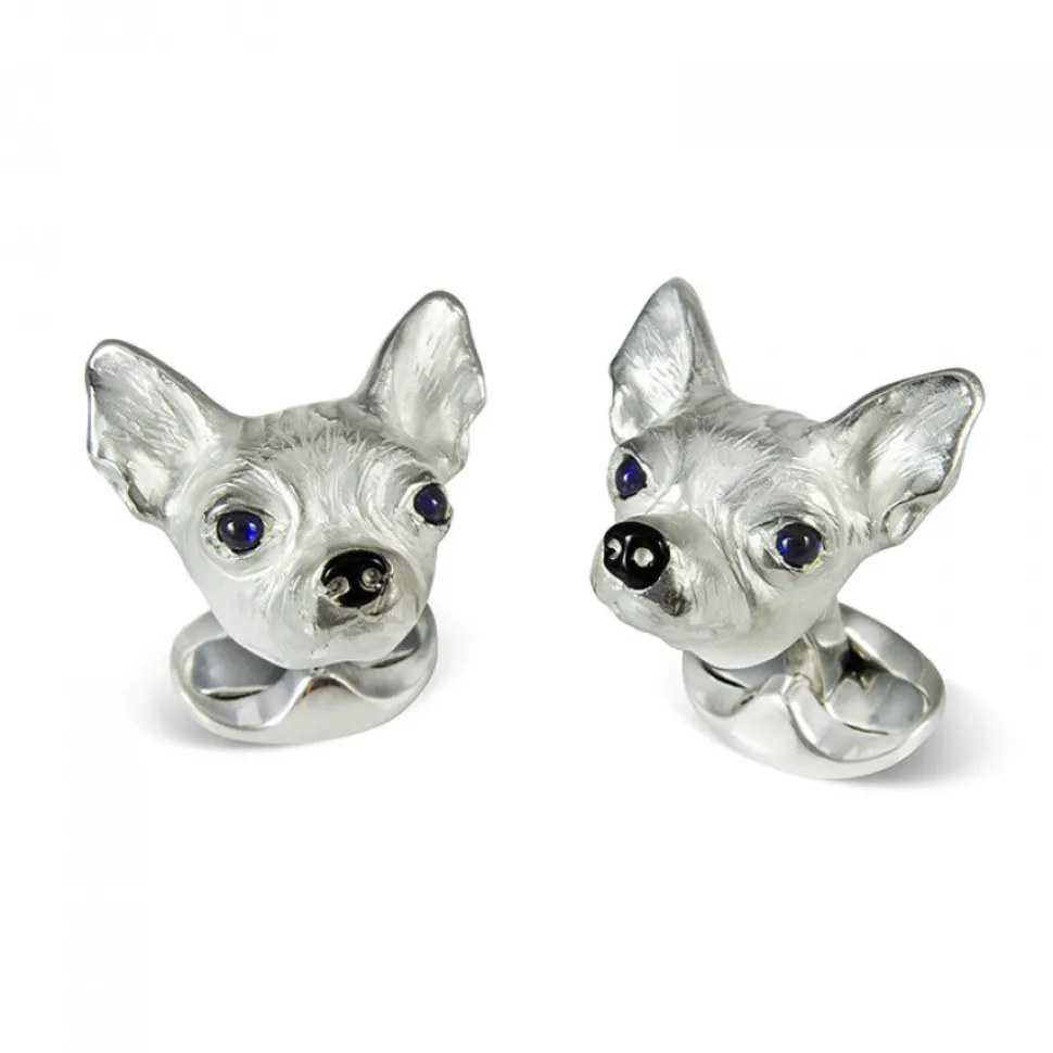 Sterling Silver Chihuahua Dog Cufflinks