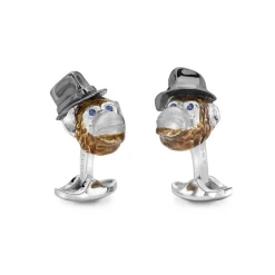 Sterling Silver Chimpanzee With Hat Cufflinks