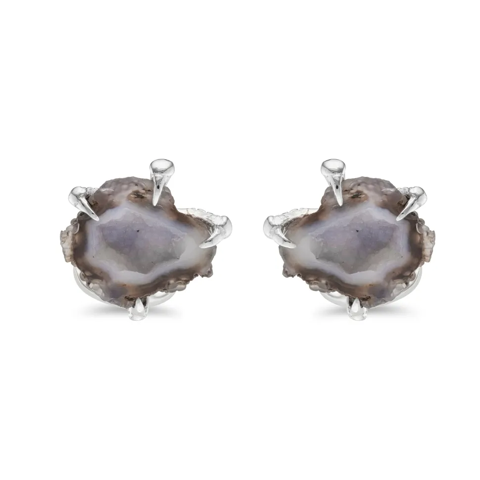 Sterling Silver Claw Cufflinks with Geode Centre