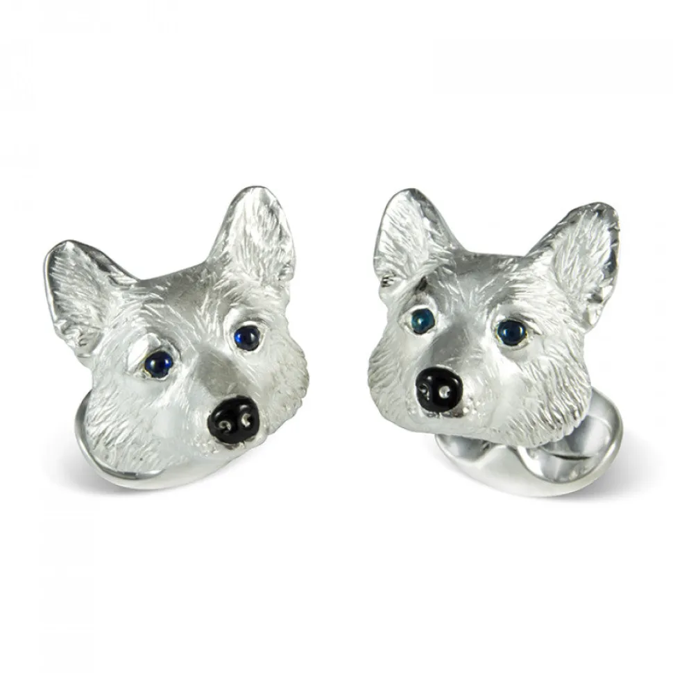 Sterling Silver Corgi Dog Cufflinks