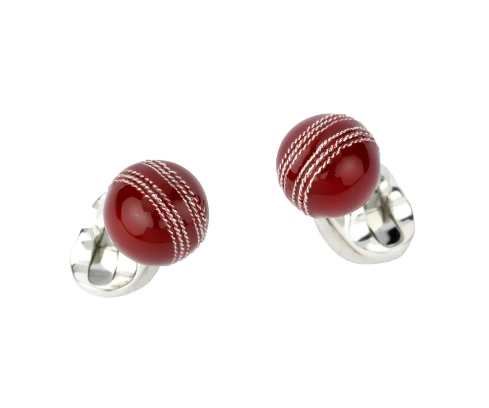 Sterling Silver Cricket Ball Cufflinks