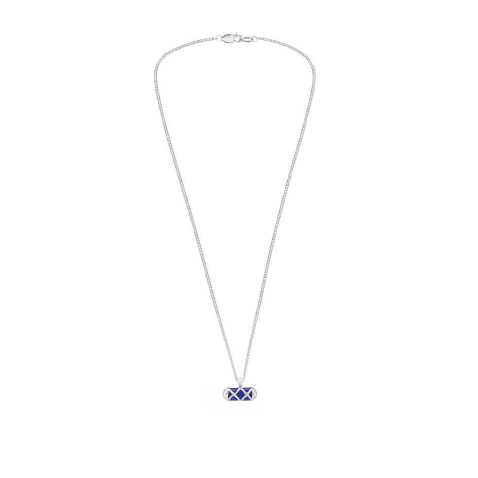 Sterling Silver Criss Cross Bar Enamel Royal Pendant
