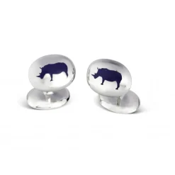 Sterling Silver Cufflinks with Rhino Emblem