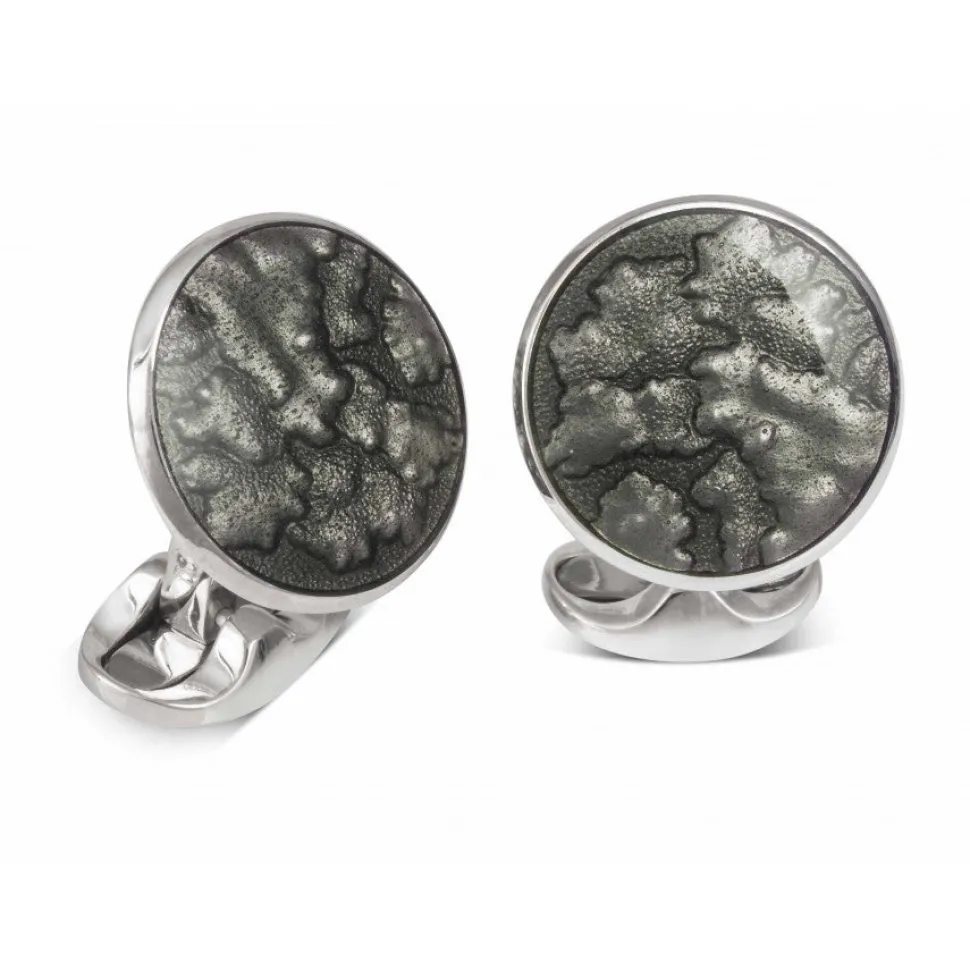 Sterling Silver Dark Grey Haze Enamel Dress Stud Set