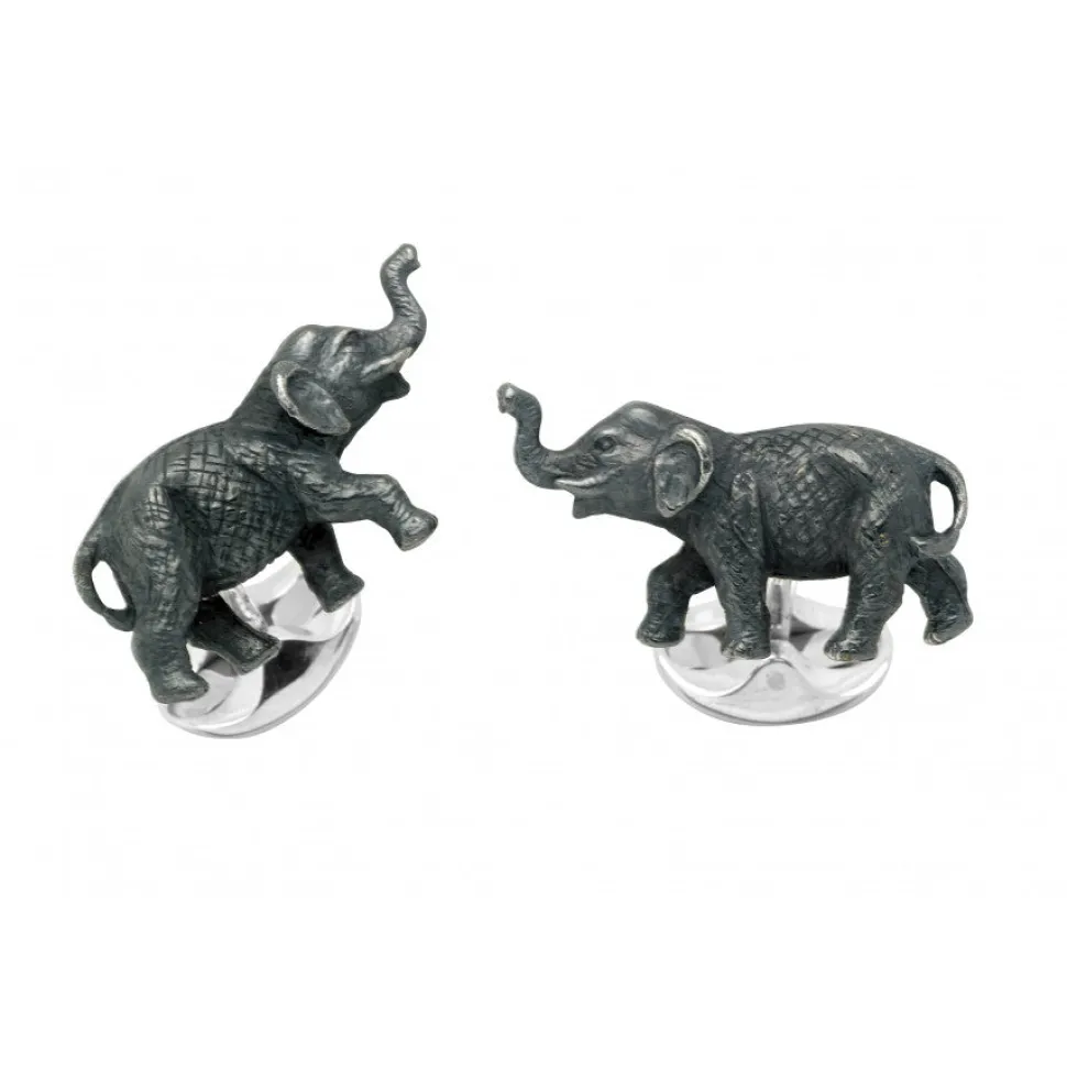 Sterling Silver Elephant Cufflinks