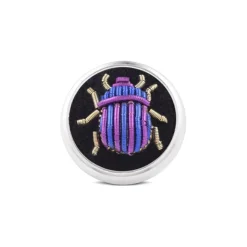 Sterling Silver Embroidered Light And Dark Purple Bug Lapel Pin