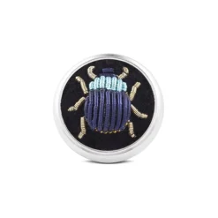 Sterling Silver Embroidered Light And Dark Blue Bug Lapel Pin