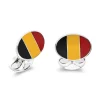 Sterling Silver Enamel Belgian Flag Cufflinks