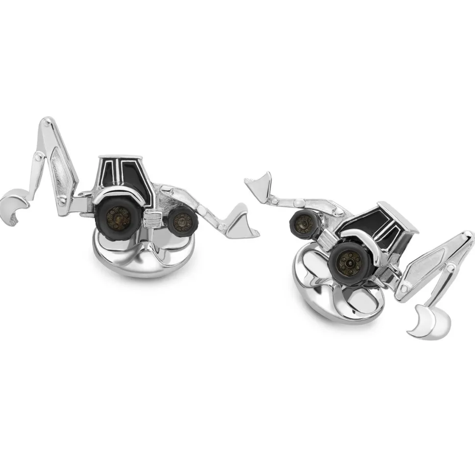 Sterling Silver Enamel Digger Cufflinks