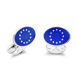 Sterling Silver Enamel European Flag Cufflinks