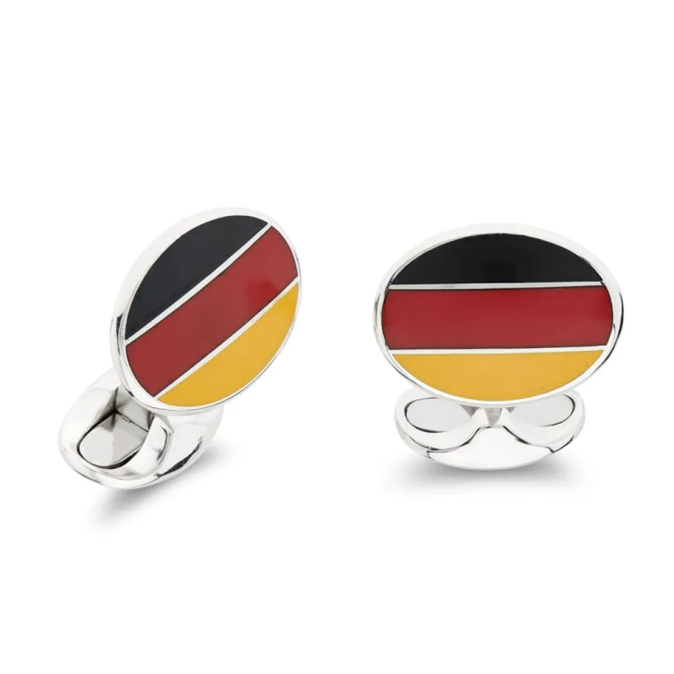 Sterling Silver Enamel German Flag Cufflinks