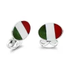 Sterling Silver Enamel Italian Flag Cufflinks