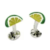 Sterling Silver Enamel Lime Wedge Cufflinks