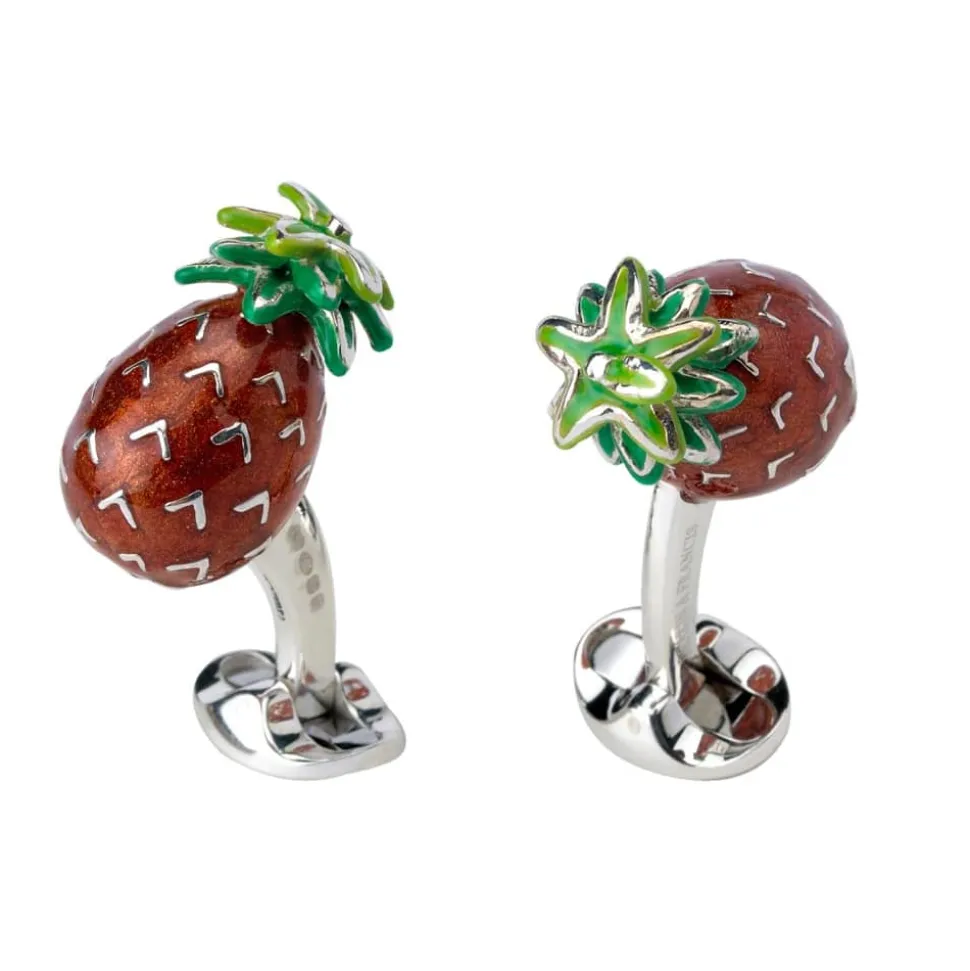 Sterling Silver Enamel Pineapple Cufflinks