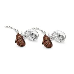 Sterling Silver Enamel Stag Cufflinks