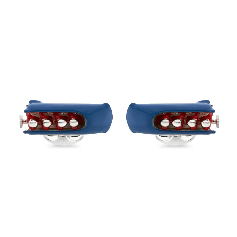 Sterling Silver Enamelled Bobsleigh Cufflinks