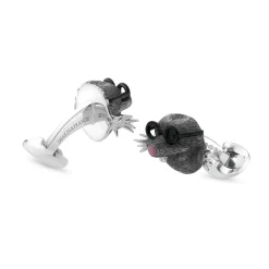 Sterling Silver Enamelled Mole Cufflinks