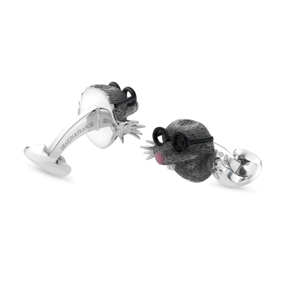 Sterling Silver Enamelled Mole Cufflinks