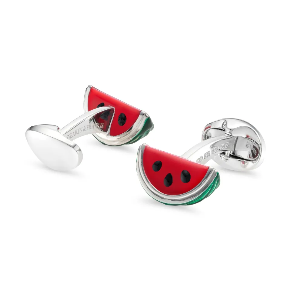Sterling Silver Enamelled Watermelon Wedge Cufflinks
