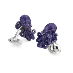 Sterling Silver Enamelled Octopus Cufflinks - Blue Cufflinks