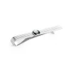 Sterling Silver Engine Turned Tie Slide with Enamel Skull