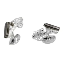 Sterling Silver Engraved Shotgun Cufflinks