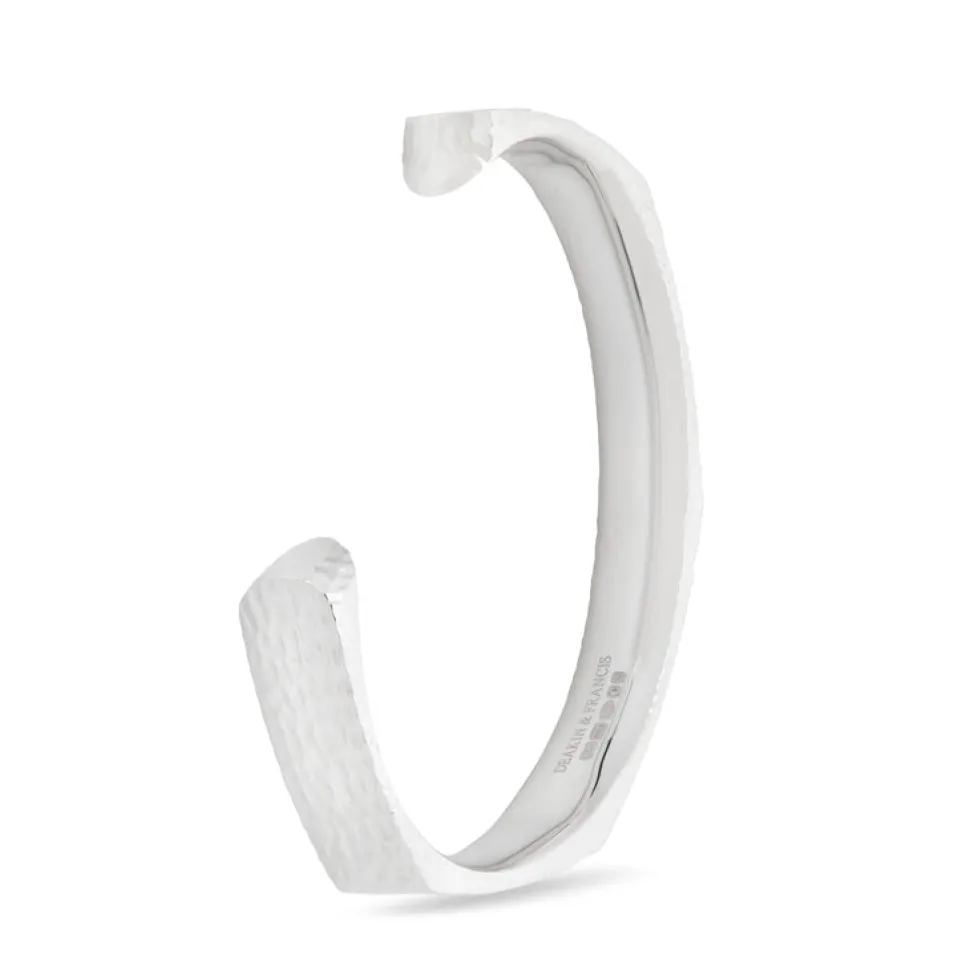 Sterling Silver Facetted Bangle With Hammered Finish