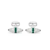 Sterling Silver Fancy Bar Cufflinks With Green Enamel Centre And Sapph