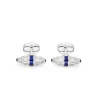 Sterling Silver Fancy Bar Cufflinks With Royal Blue Enamel Centre And