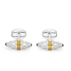 Sterling Silver Fancy Bar Cufflinks With Yellow Enamel Centre And Sapp