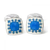 Sterling Silver Fancy Enamel Cufflinks in Blue