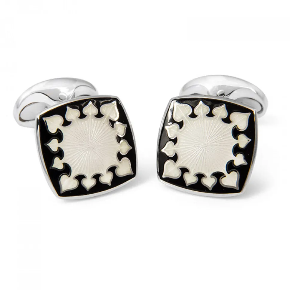 Sterling Silver Fancy Enamel Cufflinks in Black