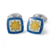 Sterling Silver Fancy Yellow Star Enamel Cufflinks